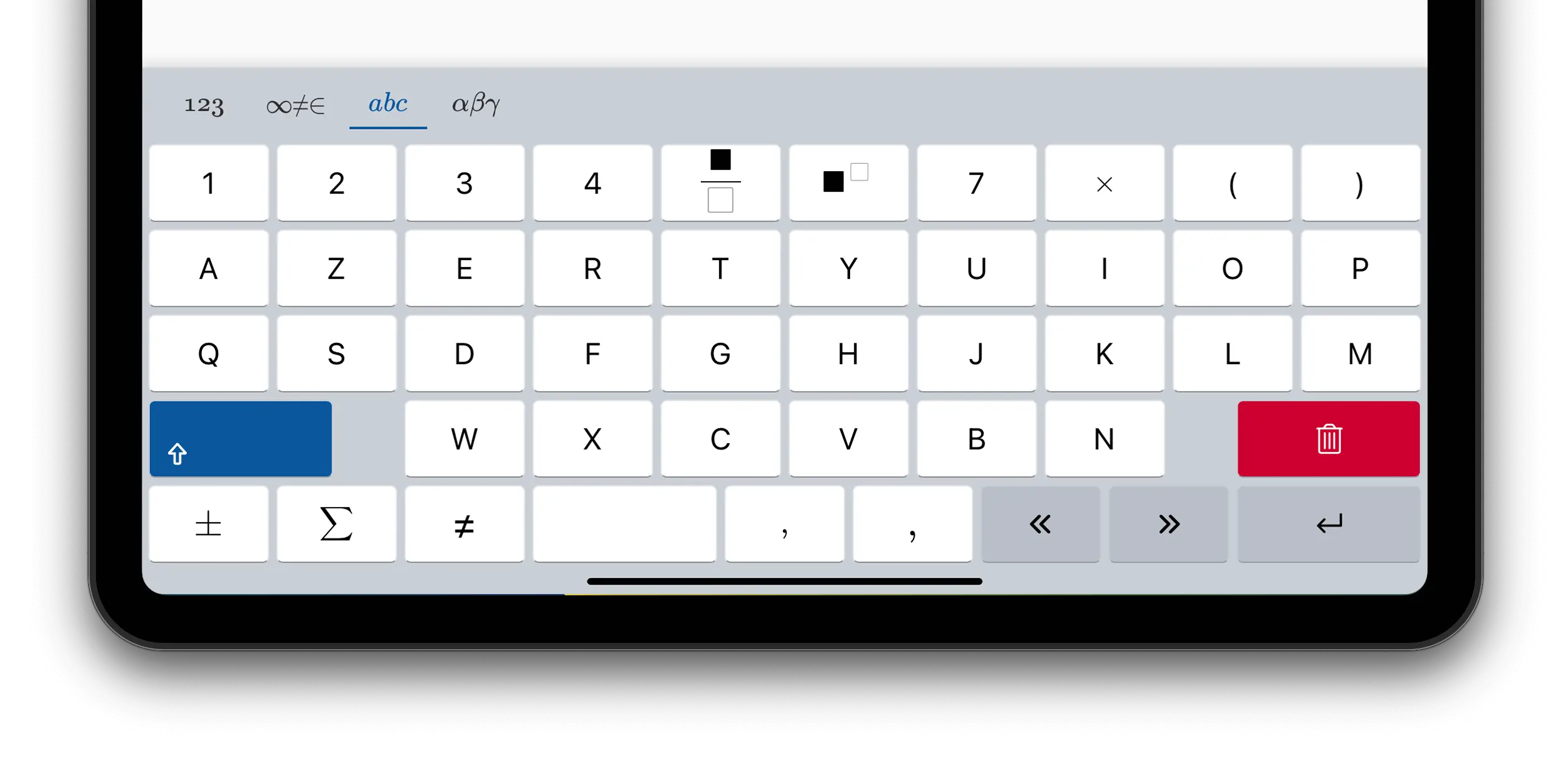 AZERTY layout, shifted